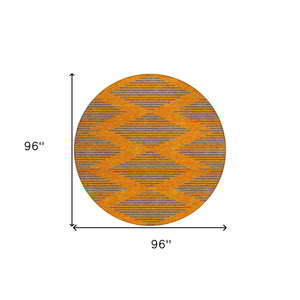 HomeRoots 5' Vibrant Orange and Blue Geometric Area Rug for Indoor and Outdoor Spaces - Washable & Durable 8' Round 598766