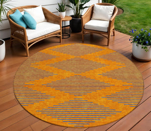 Homeroots 3' Aqua And Green Geometric Washable Area Rug For Indoor And Outdoor Spaces – Durable And Stylish Decor 8' Round Polyester 598766