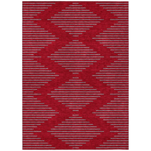 HomeRoots 5' Red and Gray Geometric Indoor Outdoor Area Rug - Stylish, Durable, Washable for Any Space 8' X 10' 598785