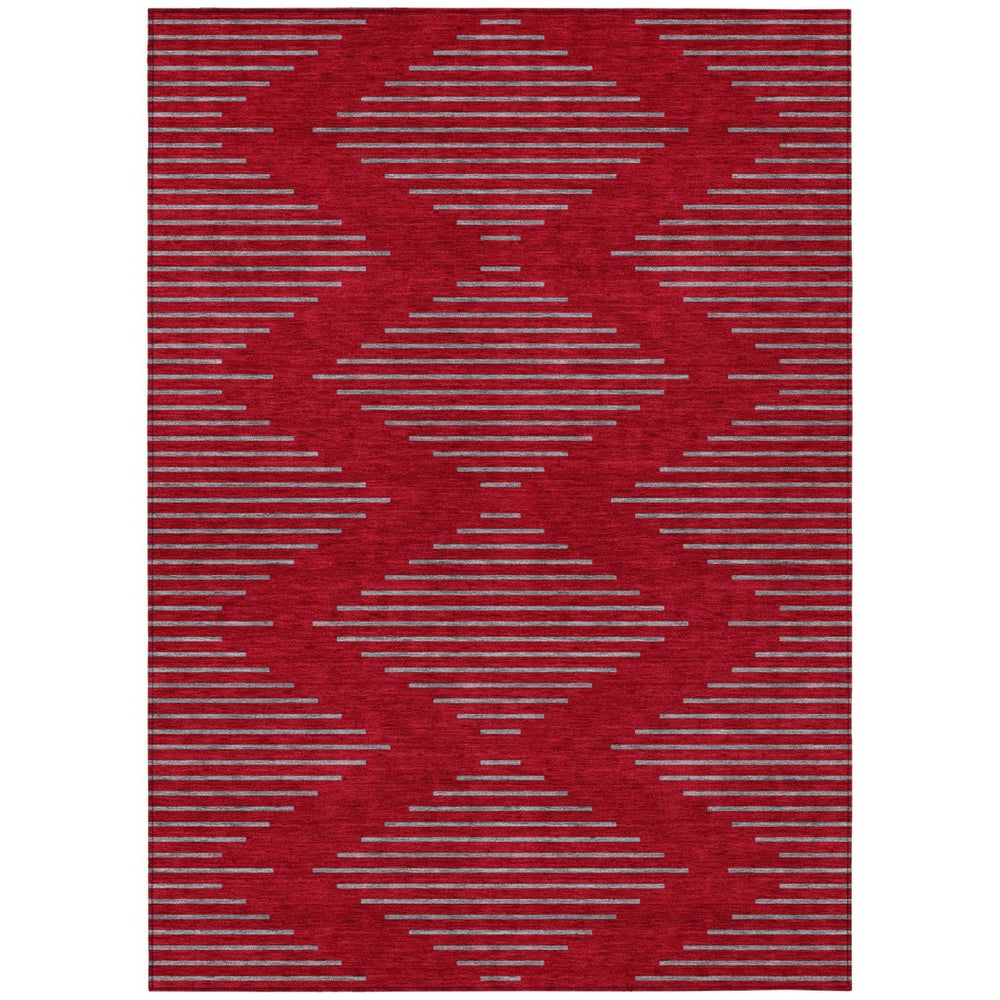 HomeRoots 9' X 12' Red And Gray Geometric Indoor Outdoor Area Rug - Durable, Stylish, and Washable for Any Space 598786
