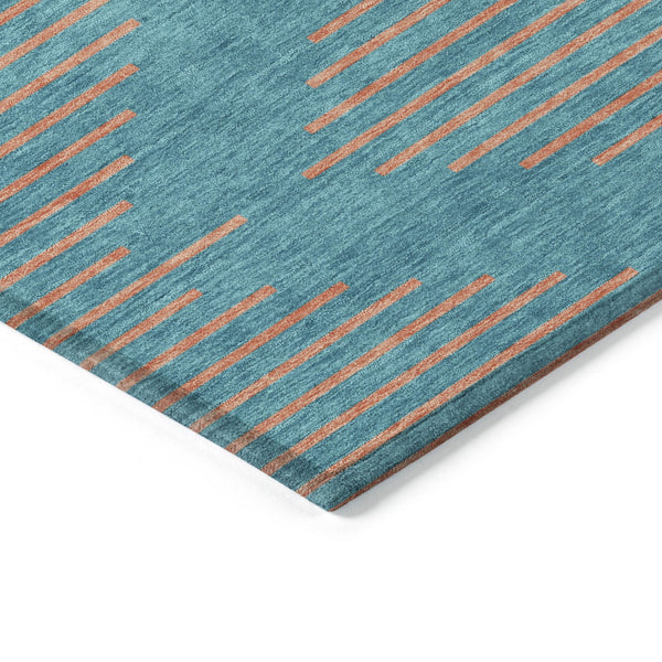 Homeroots 3' Aqua And Green Geometric Washable Area Rug For Indoor And Outdoor Spaces – Durable And Stylish Decor 3' X 5' Polyester 598788