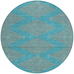 Homeroots 3' Aqua And Green Geometric Washable Area Rug For Indoor And Outdoor Spaces – Durable And Stylish Decor 8' Round Polyester 598790