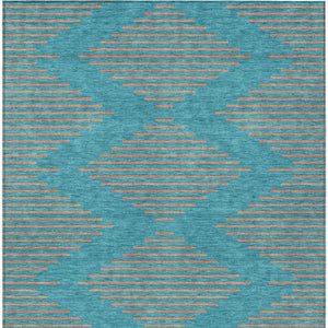 Homeroots 3' Aqua And Green Geometric Washable Area Rug For Indoor And Outdoor Spaces – Durable And Stylish Decor 8' X 10' Polyester 598791