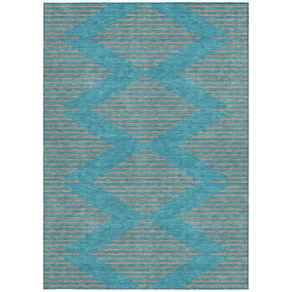 Homeroots 3' Aqua And Green Geometric Washable Area Rug For Indoor And Outdoor Spaces – Durable And Stylish Decor 10' X 14' Polyester 598793