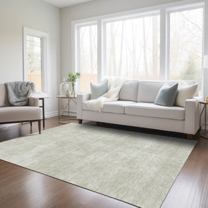 Homeroots 3' Beige Washable Indoor Outdoor Area Rug - Durable, Stain Resistant, Perfect For High Traffic Spaces 3' X 5' Polyester 598794