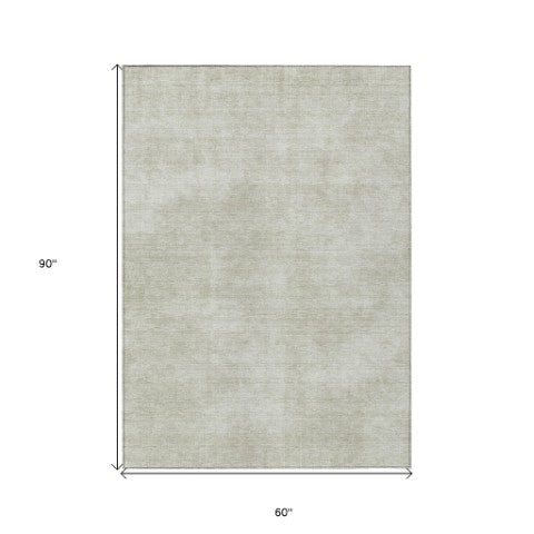 Homeroots 3' Beige Washable Indoor Outdoor Area Rug - Durable, Stain Resistant, Perfect For High Traffic Spaces 5' X 8' Polyester 598795