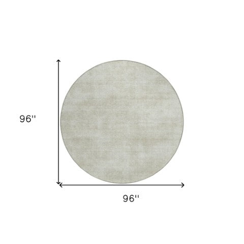 Homeroots 3' Beige Washable Indoor Outdoor Area Rug - Durable, Stain Resistant, Perfect For High Traffic Spaces 8' Round Polyester 598796