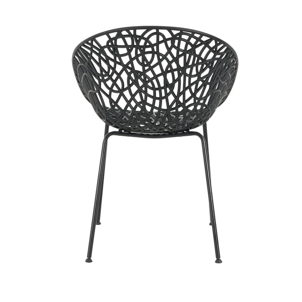 English Elm Christopher Knight Home® - Neiman Outdoor Dining Chair Set of 2 with Weather-Resistant Iron Frame and Perforated Diamond Design Black N775P256374B