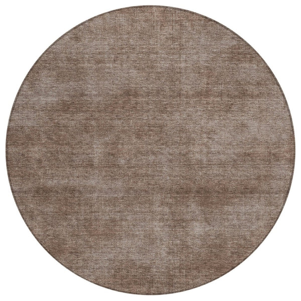 HomeRoots 5' Brown Washable Area Rug - Durable Indoor/Outdoor Design, Stain-Resistant, Easy to Clean & Stylish 8' Round 598802
