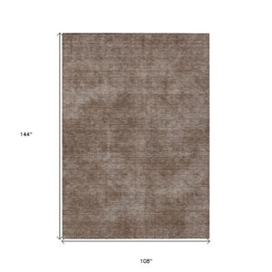 Homeroots 3' Beige Washable Indoor Outdoor Area Rug - Durable, Stain Resistant, Perfect For High Traffic Spaces 9' X 12' Polyester 598804