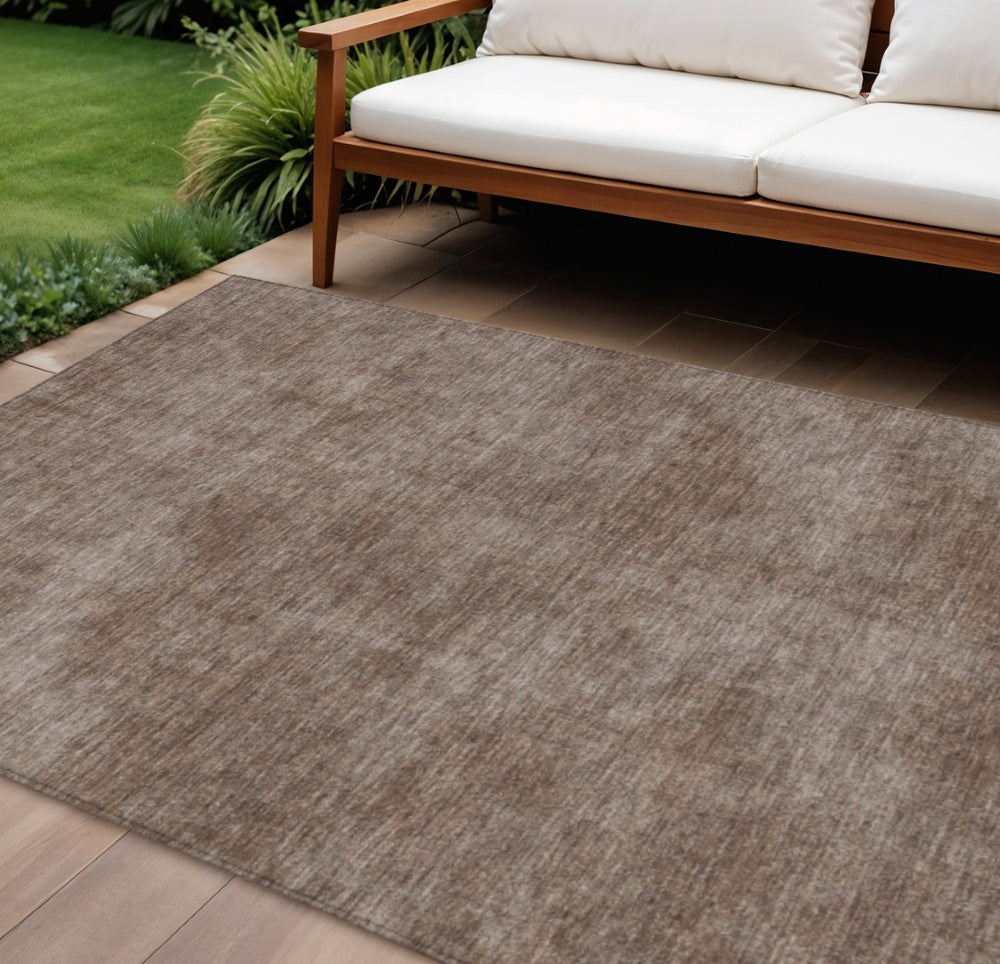 HomeRoots 9' X 12' Brown Washable Area Rug - Durable, Stain-Resistant Design for Indoor & Outdoor Spaces 598804