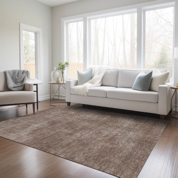 Homeroots 3' Beige Washable Indoor Outdoor Area Rug - Durable, Stain Resistant, Perfect For High Traffic Spaces 9' X 12' Polyester 598804