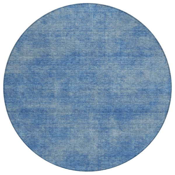 HomeRoots 5' Durable Blue Washable Indoor Outdoor Area Rug - Versatile, Stain-Resistant, Easy-Care Design 8' Round 598808
