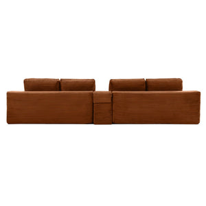 English Elm 125'' Modular L-shape Sectional Corduroy Cloud Couch with Storage and Usb Charging Orange W1117S00422