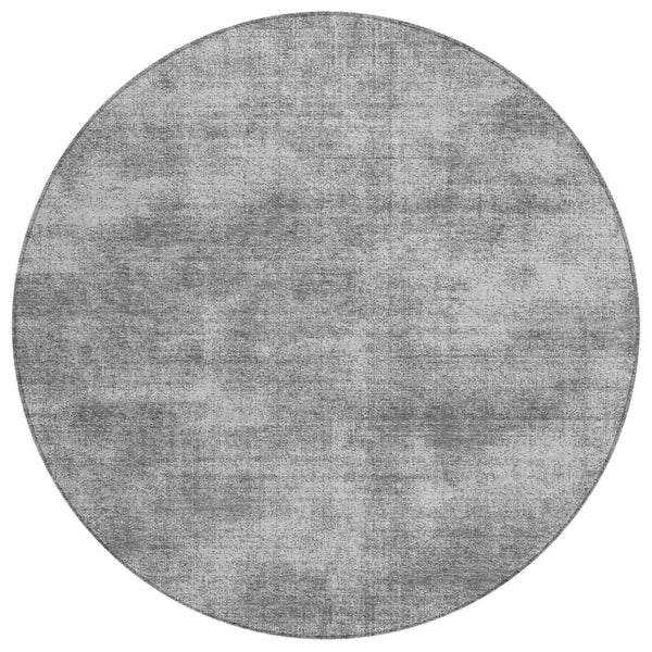 HomeRoots 5' Gray Washable Area Rug for Indoor & Outdoor Use - Durable, Stylish, & Easy to Clean for High-Traffic Areas 8' Round 598826