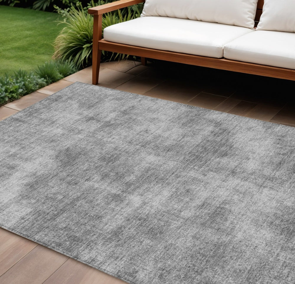 HomeRoots 5' Gray Washable Area Rug for Indoor & Outdoor Use - Durable, Stylish, & Easy to Clean for High-Traffic Areas 10' X 14' 598829