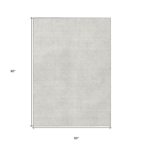 Homeroots 3' Beige Washable Indoor Outdoor Area Rug - Durable, Stain Resistant, Perfect For High Traffic Spaces 5' X 8' Polyester 598831