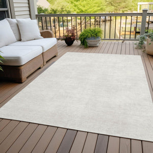 Homeroots 3' Beige Washable Indoor Outdoor Area Rug - Durable, Stain Resistant, Perfect For High Traffic Spaces 8' X 10' Polyester 598833