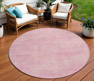 Homeroots 3' Beige Washable Indoor Outdoor Area Rug - Durable, Stain Resistant, Perfect For High Traffic Spaces 8' Round Polyester 598844