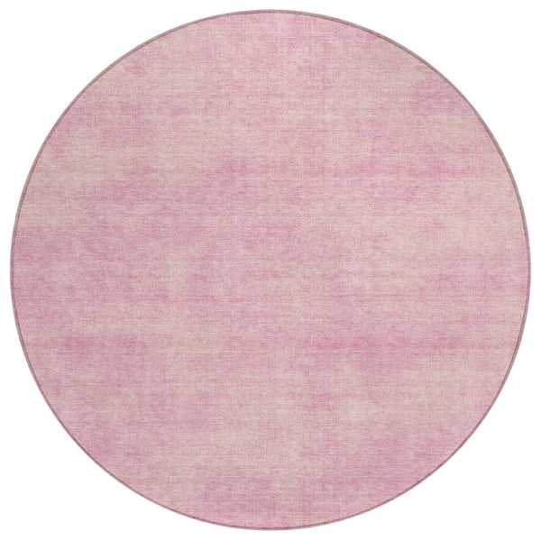 HomeRoots 5' Pink Washable Area Rug - Soft, Stain-Resistant Design for Indoor & Outdoor Spaces, Easy Care! 8' Round 598844