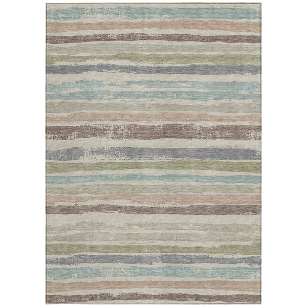 Homeroots 3' Stylish Washable Indoor Outdoor Area Rug In Beige, Brown, And Gray For Versatile Home Use 8' X 10' Polyester 598869