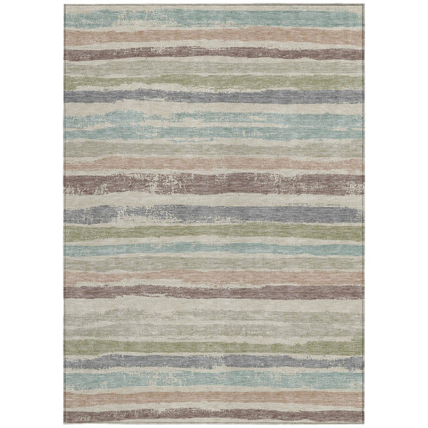 Homeroots 3' Stylish Washable Indoor Outdoor Area Rug In Beige, Brown, And Gray For Versatile Home Use 9' X 12' Polyester 598870