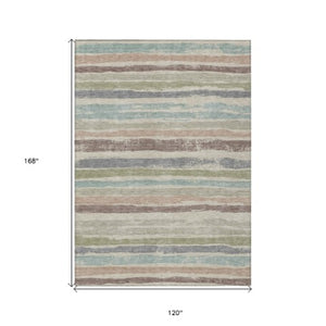 Homeroots 3' Stylish Washable Indoor Outdoor Area Rug In Beige, Brown, And Gray For Versatile Home Use 10' X 14' Polyester 598871