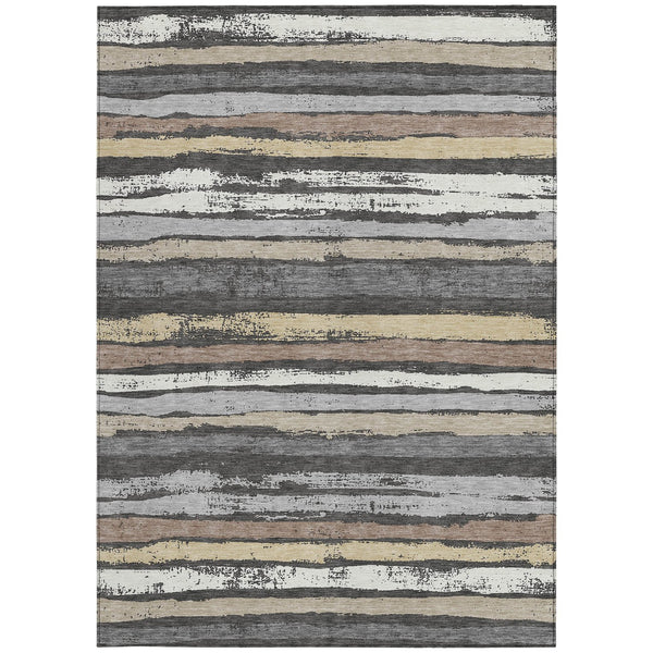 Homeroots 3' Stylish Washable Indoor Outdoor Area Rug In Beige, Brown, And Gray For Versatile Home Use 5' X 8' Polyester 598873