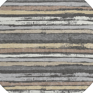 Homeroots 3' Stylish Washable Indoor Outdoor Area Rug In Beige, Brown, And Gray For Versatile Home Use 8' Round Polyester 598874