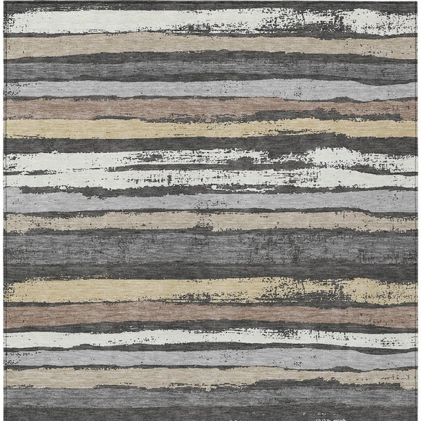 Homeroots 3' Stylish Washable Indoor Outdoor Area Rug In Beige, Brown, And Gray For Versatile Home Use 8' X 10' Polyester 598875