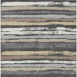 Homeroots 3' Stylish Washable Indoor Outdoor Area Rug In Beige, Brown, And Gray For Versatile Home Use 9' X 12' Polyester 598876