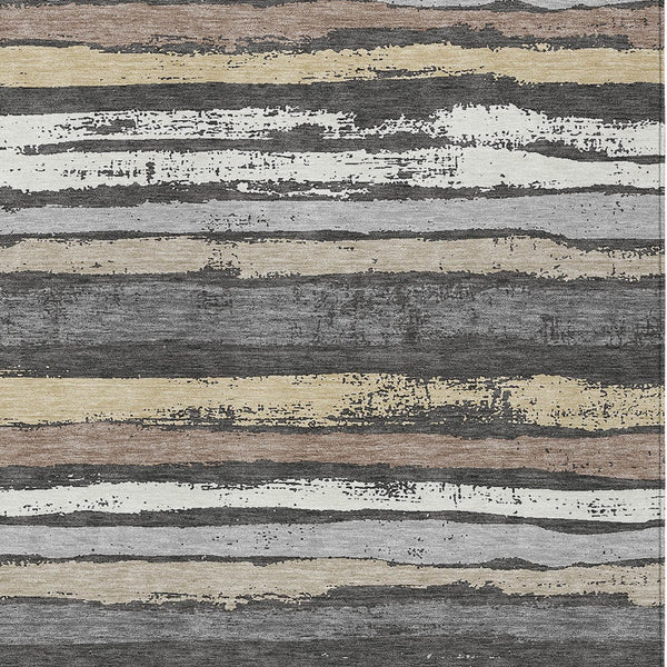 Homeroots 3' Stylish Washable Indoor Outdoor Area Rug In Beige, Brown, And Gray For Versatile Home Use 9' X 12' Polyester 598876