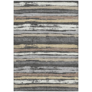 Homeroots 3' Stylish Washable Indoor Outdoor Area Rug In Beige, Brown, And Gray For Versatile Home Use 10' X 14' Polyester 598877
