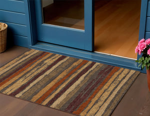 Homeroots 3' Stylish Washable Indoor Outdoor Area Rug In Beige, Brown, And Gray For Versatile Home Use 3' X 5' Polyester 598878