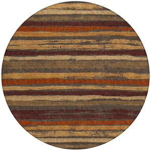 Homeroots 3' Stylish Washable Indoor Outdoor Area Rug In Beige, Brown, And Gray For Versatile Home Use 8' Round Polyester 598880