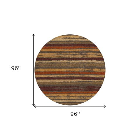 Homeroots 3' Stylish Washable Indoor Outdoor Area Rug In Beige, Brown, And Gray For Versatile Home Use 8' Round Polyester 598880