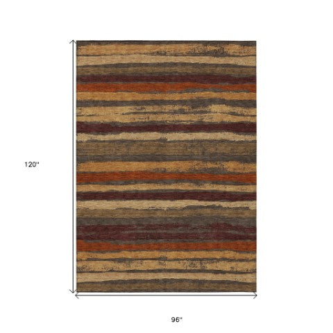 Homeroots 3' Stylish Washable Indoor Outdoor Area Rug In Beige, Brown, And Gray For Versatile Home Use 8' X 10' Polyester 598881