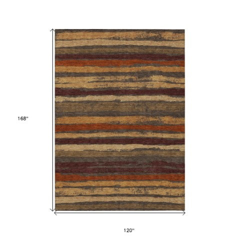 Homeroots 3' Stylish Washable Indoor Outdoor Area Rug In Beige, Brown, And Gray For Versatile Home Use 10' X 14' Polyester 598883