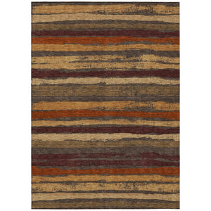 HomeRoots 5' Transform Your Space with a Chocolate Beige & Copper Striped Washable Indoor Outdoor Rug 10' X 14' 598883