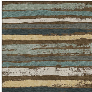 Homeroots 3' Stylish Washable Indoor Outdoor Area Rug In Beige, Brown, And Gray For Versatile Home Use 3' X 5' Polyester 598884