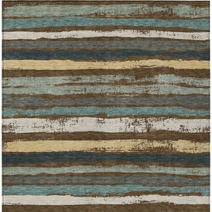 Homeroots 3' Stylish Washable Indoor Outdoor Area Rug In Beige, Brown, And Gray For Versatile Home Use 5' X 8' Polyester 598885