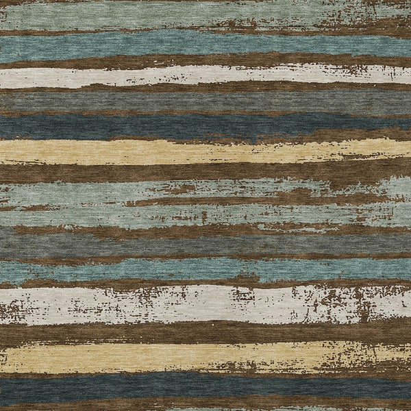 Homeroots 3' Stylish Washable Indoor Outdoor Area Rug In Beige, Brown, And Gray For Versatile Home Use 5' X 8' Polyester 598885