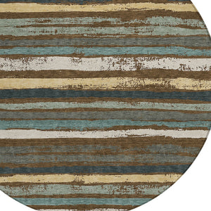 Homeroots 3' Stylish Washable Indoor Outdoor Area Rug In Beige, Brown, And Gray For Versatile Home Use 8' Round Polyester 598886