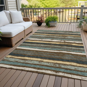 Homeroots 3' Stylish Washable Indoor Outdoor Area Rug In Beige, Brown, And Gray For Versatile Home Use 8' X 10' Polyester 598887