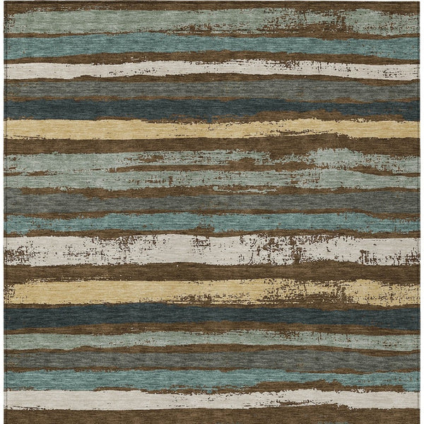 Homeroots 3' Stylish Washable Indoor Outdoor Area Rug In Beige, Brown, And Gray For Versatile Home Use 10' X 14' Polyester 598889