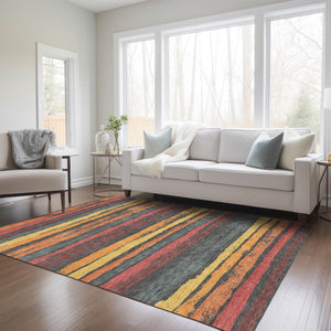 Homeroots 3' Stylish Washable Indoor Outdoor Area Rug In Beige, Brown, And Gray For Versatile Home Use 5' X 8' Polyester 598891