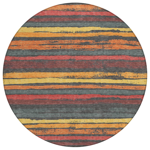 Homeroots 3' Stylish Washable Indoor Outdoor Area Rug In Beige, Brown, And Gray For Versatile Home Use 8' Round Polyester 598892