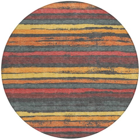 Homeroots 3' Stylish Washable Indoor Outdoor Area Rug In Beige, Brown, And Gray For Versatile Home Use 8' Round Polyester 598892