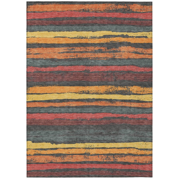 HomeRoots 5' Striped Granite Gray Area Rug - Durable, Washable Design for Indoor & Outdoor Spaces, Easy Care 8' X 10' 598893