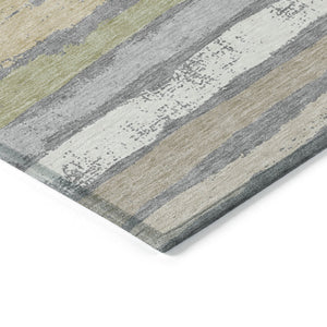 Homeroots 3' Stylish Washable Indoor Outdoor Area Rug In Beige, Brown, And Gray For Versatile Home Use 3' X 5' Polyester 598896